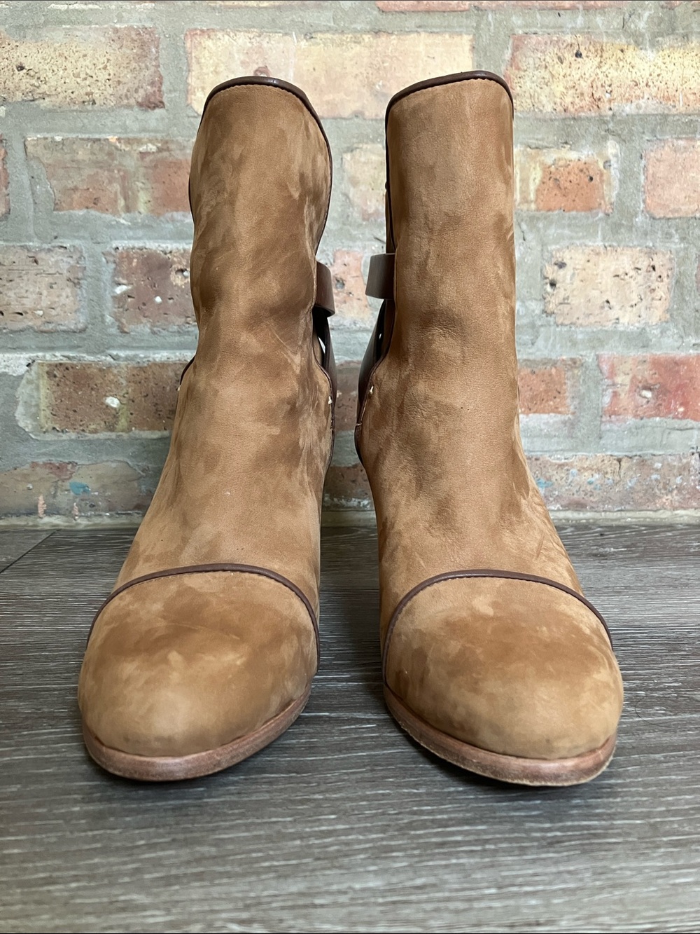 Rag & Bone "Kinsey" camel suede and leather ankle boots - Picture 4 of 17